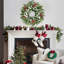 Couronne de Noël artificielle - vert / rouge - eucalyptus et conifère avec baies rouges, décoration de Noël intérieure / extérieure