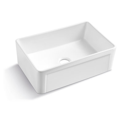 Évier de cuisine en céramique à cuve simple à tablier frontal blanc
