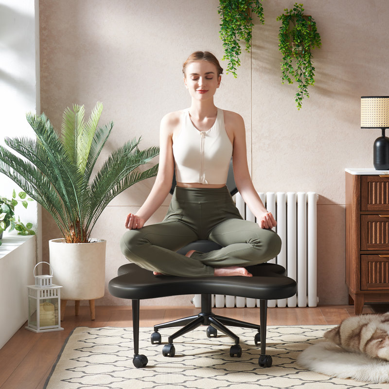 Ergonomic Cross-legged Swivel Chair, Adhd Chair Adjustable Height Meditation Chair With Back Support, Office/Chair