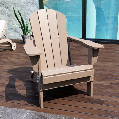 HDPE Folding Adirondack Chair, Weather-Resistant Outdoor Garden Chair