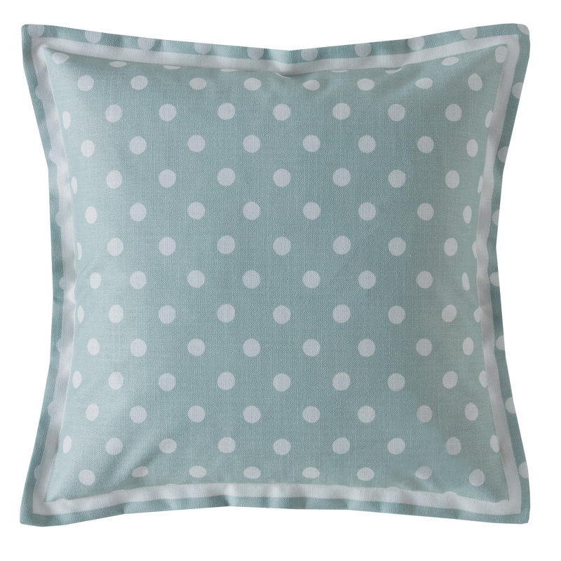 Button Spot Cushion with Filling, Mint/White