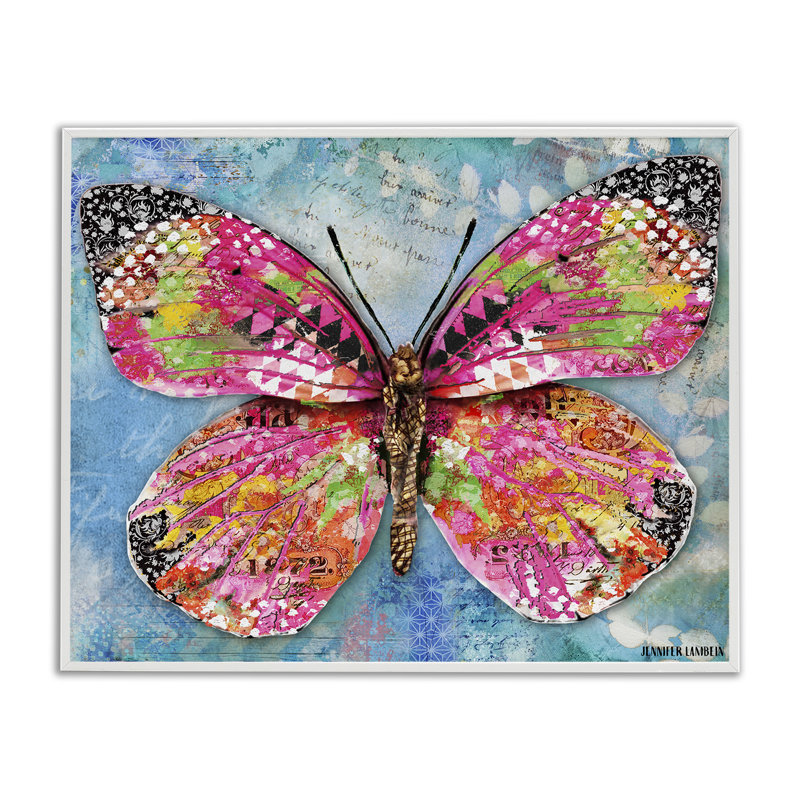 «Wonderland Butterfly», estampe numérique par Jennifer Lambein, Giclée encadrée blanc bord de mer, H 11 po x l 14 po