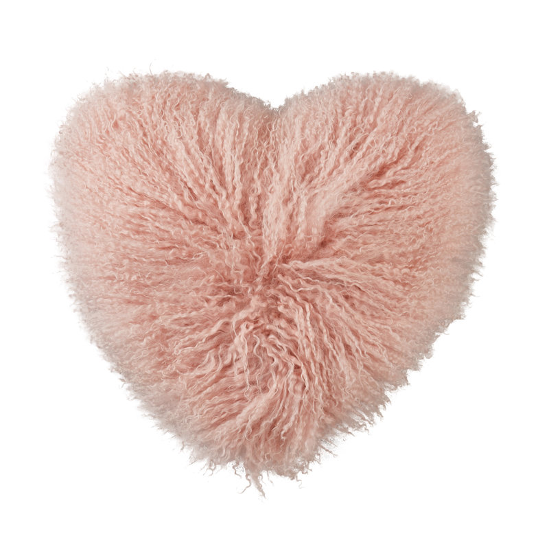Mongolian Lamb Pillows Throw Pillow, Rose