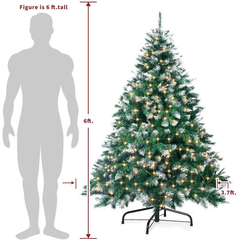 Arbre de Noël artificiel enneigé 6 pi avec base en métal 6 pi