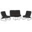 Ensemble de meubles de patio en métal 4 pièces, ensemble de conversation moderne avec table basse en verre trempé-75209995-75210006