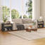 Table d'appoint de style ferme de 79 cm avec tiroir, table de chevet en rotin avec station de recharge pour salon et chambre, noire-858002652