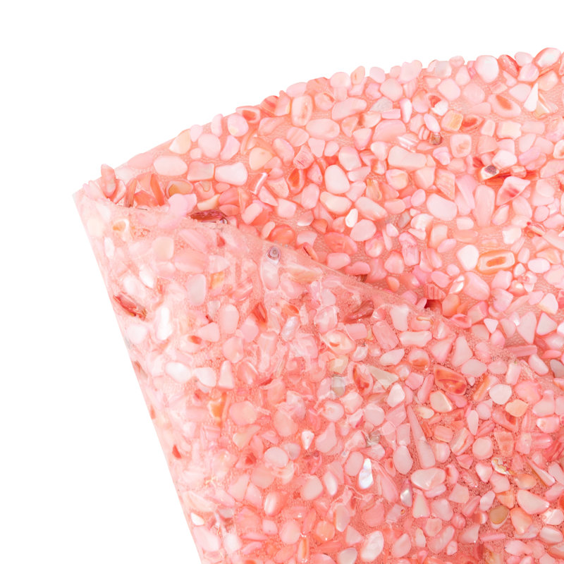 Napperon Sparkles Home Shell | Décoration ronde de table côtière | Napperon en coquillage 15 po antidérapant, Rose