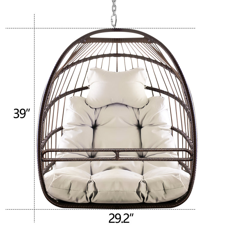 Capacité de 350 lb, balancelle pliante, panier à œufs suspendu pour coussin de patio intérieur, terrasse, balcon, cour, capacité