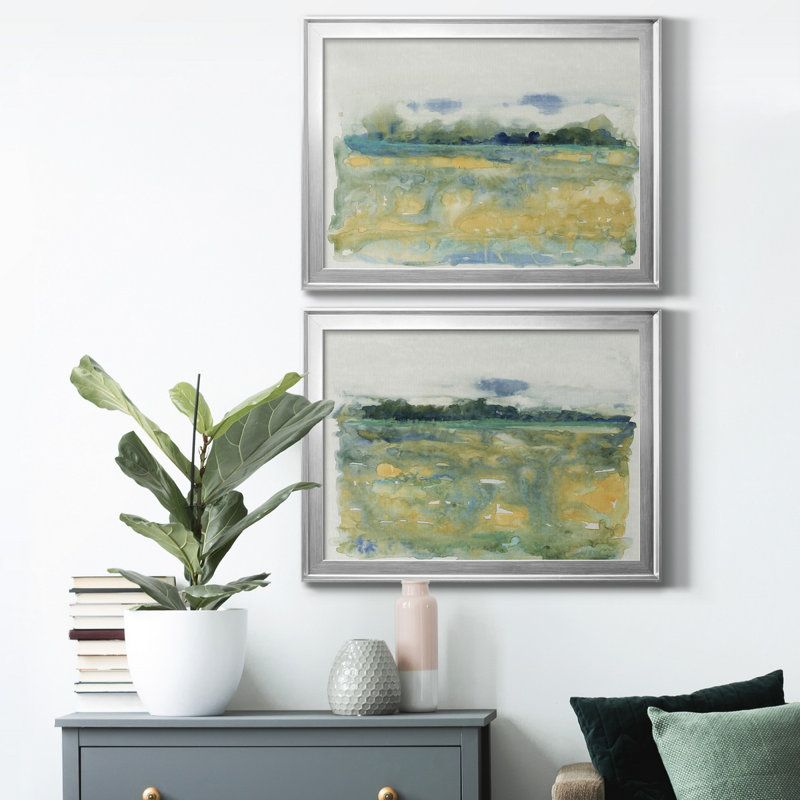 «Flowing Landscape I», ensemble de 2 reproductions de cadres photo, H 24,5 po x l 37 po, Argent argent