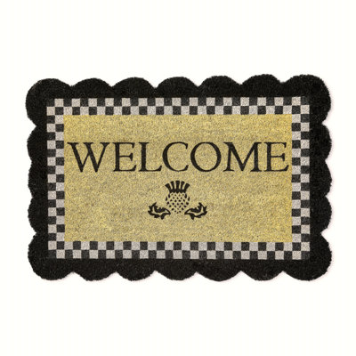 Red Scalloped Welcome Entrance Mat