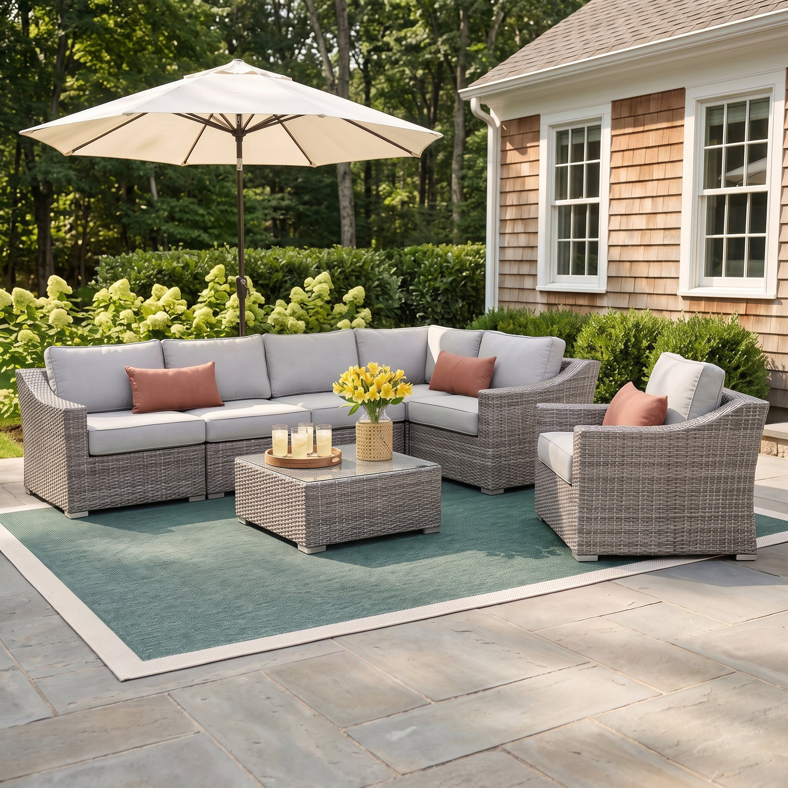 Saffi 5-Person Sunbrella® Patio Seating Group, Mixed Gray, Sunbrella Canvas