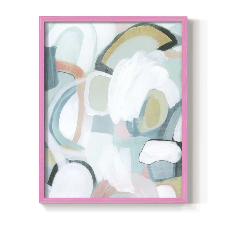 «Pastel Garden Abstraction I», reproduction encadrée - bois massif, H 15 po x l 12 po, Rose