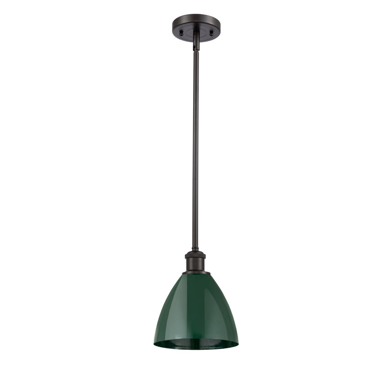 Luminaire suspendu conique à 1 lumière, Vert, Bronze huilé