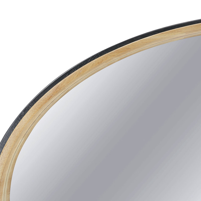 Miroir décoratif 31,3 "deux tons noir mat et bois naturel