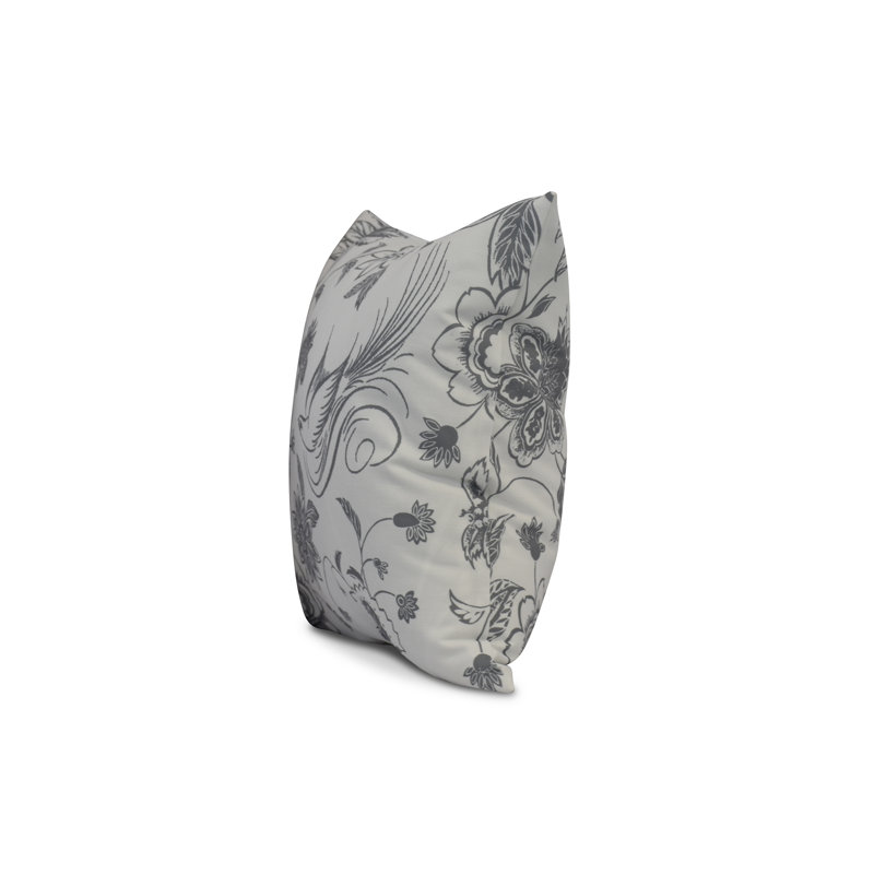 Botanical Blooms Floral Reversible Throw Pillow, 26" H x 26" W, Gray