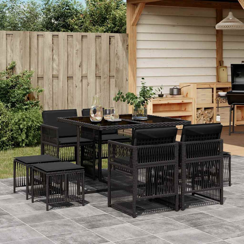 Patio Dining Set with, Black, Black