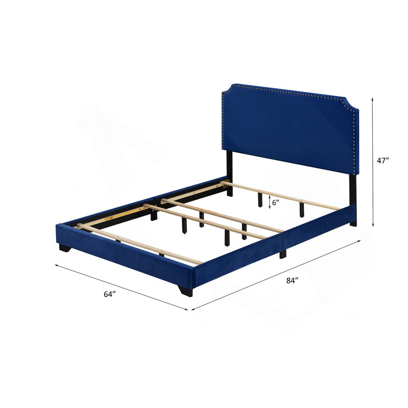 Grand lit en velours bleu Haemon