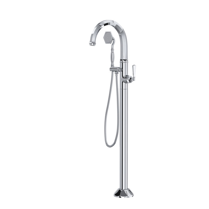 Palladian Single Hole Floor Mount Tub Filler Trim, Polished Chrome
