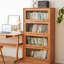 Bibliothèque en bois massif H 76,77 "x l 31,5" avec portes en verre à l'épreuve de la poussière, étagère de rangement autoportante, vitrine rabattable, armoire de collection