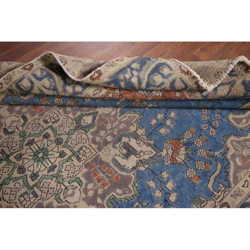 Tapis traditionnel bleu noué à la main 6 x 10