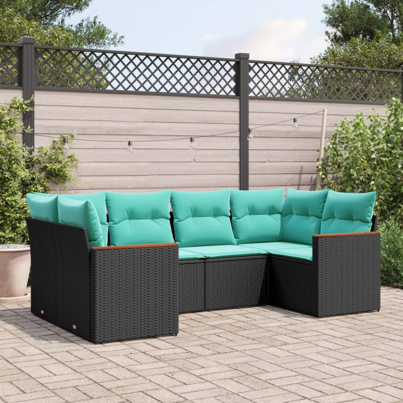Ensemble de canapé de jardin noir pour l'extérieur