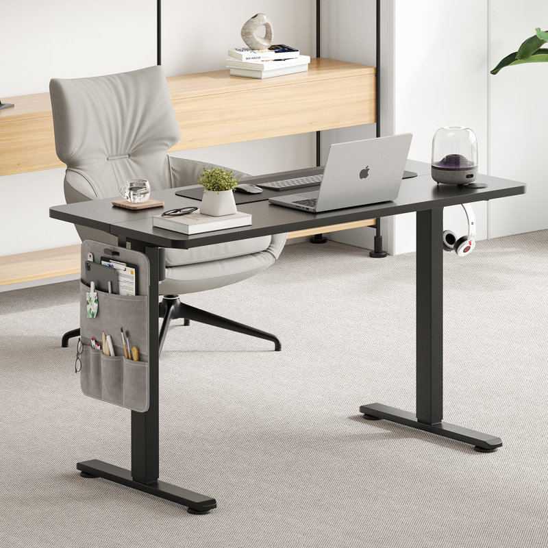 Height Adjustable Standing Desk, Gray/Black, 27" H x 55" W x 23.6" D