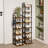 6 Tiers Vertical Shoe Rack, Narrow Shoe Tower, Tall Shoes Shelf with 2 Hooks, Adjustable Shelves, Corner Shoes Shelves for Small Spaces, Entryway, Living Room, Rustic Brown-1395223280-1368220201