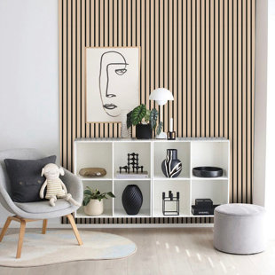47.2" x 23.7" Wood Wall Paneling, 3D Slatwall Panels (Ensemble de 4)