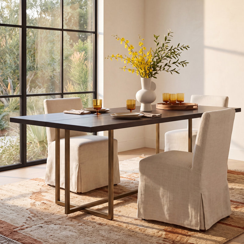 Grigg Metal Base Dining Table - Brown
