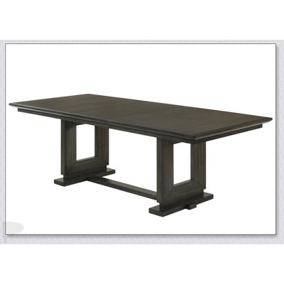 Rectangular Extendable 18 Inch Leaf Dining Table With Trestle Base, Modern Espresso Finish For Contemporary Homes