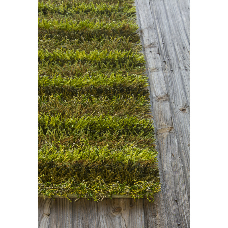 Tapis vert en polyester tissé à la main Dorothy, Rond 7 pi 9 po