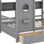 Lit double en bois avec tablettes de rangement et 2 tiroirs-44776407