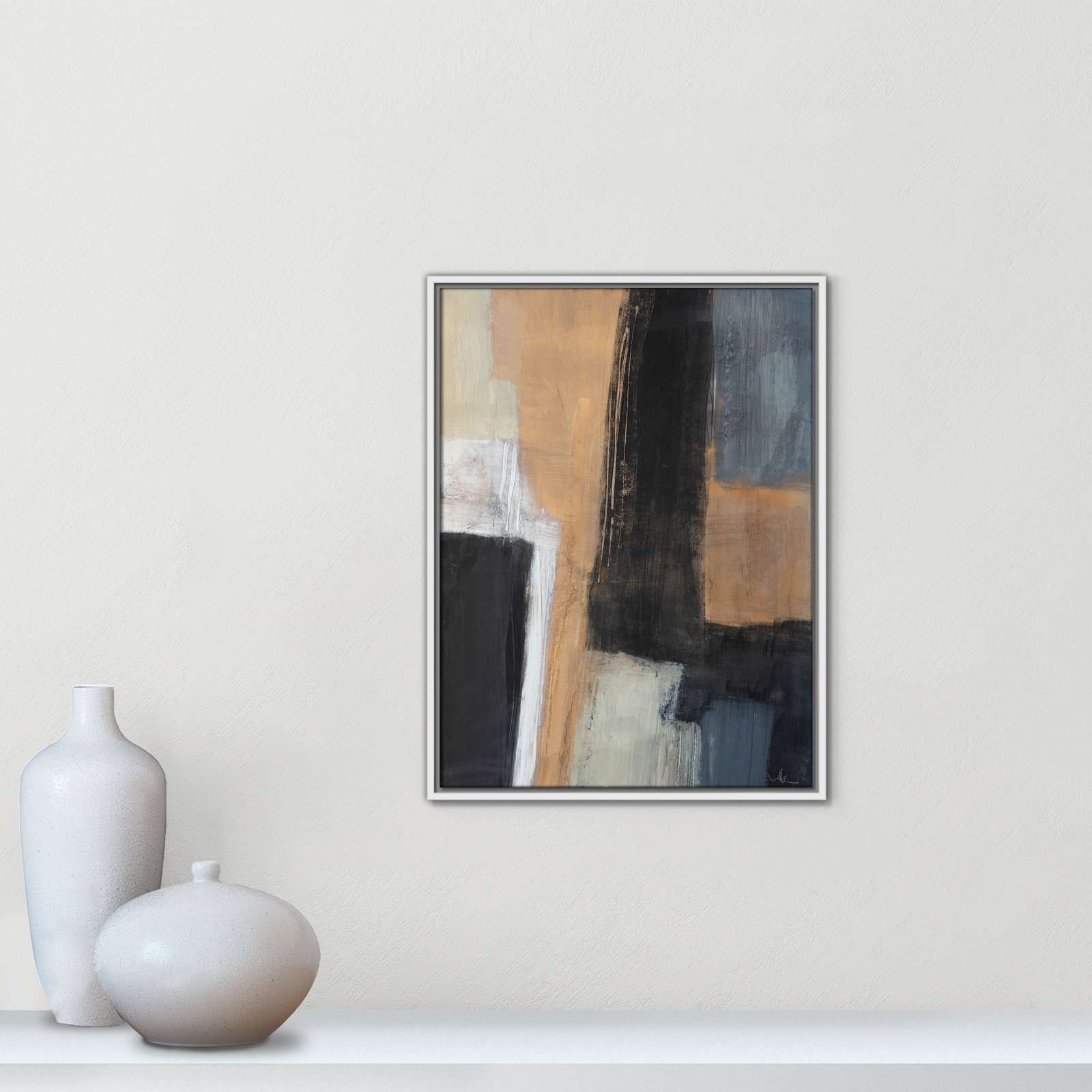 Calderon "Metallic Slate I" Print, 25.5" H x 19.5" W x 2" D, White