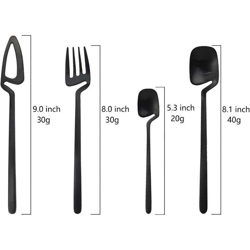 Ensemble de couverts 32 pièces avec finition mate - Ensemble de couverts en acier inoxydable pour 8 personnes - Comprend les couteaux de table, les fourchettes, les cuillères et les cuillères à café - Va au lave-vaisselle