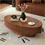 Table basse ovale en bois robuste avec reliefs fabriqués à la main - Assemblage facile Ajustement multi-styles