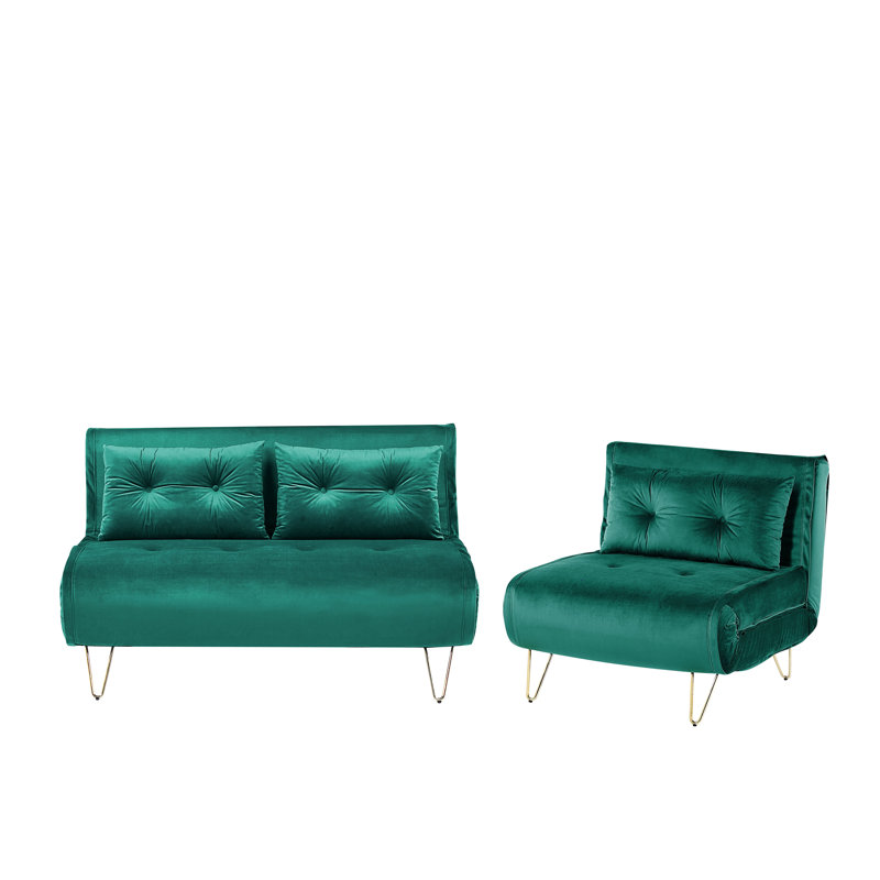 Millar 3 Seater Velvet Sofa Bed, Dark Green