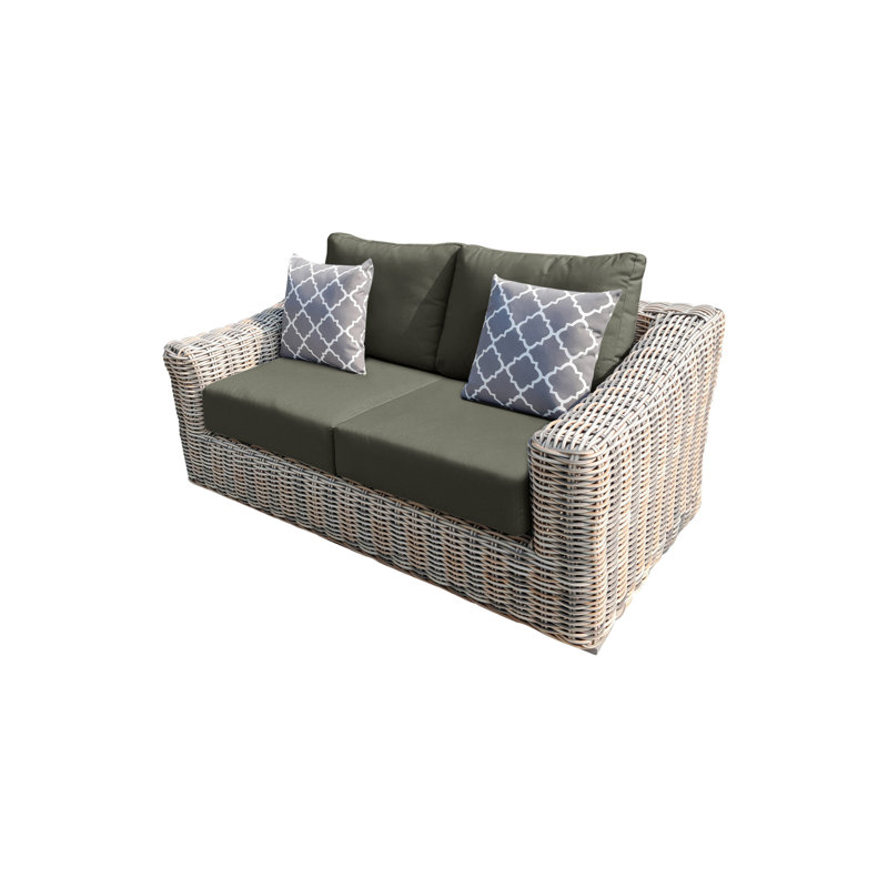 Martinique 109.5" Wide Patio Sectional, Hayes Cream Cushion/Stained Saddle Frame, Symmetrical