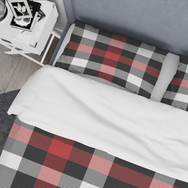 Black/Red Microfiber 3 Piece Duvet Cover Set, Twin Duvet Cover + 1 Standard Sham