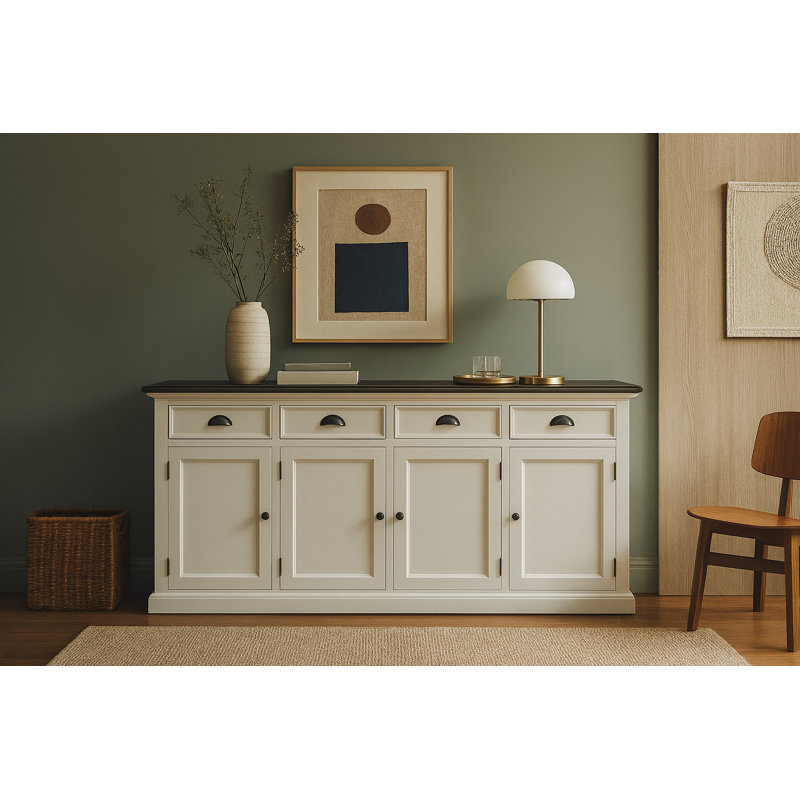 Alfreida 78.74'' Sideboard, White/Black