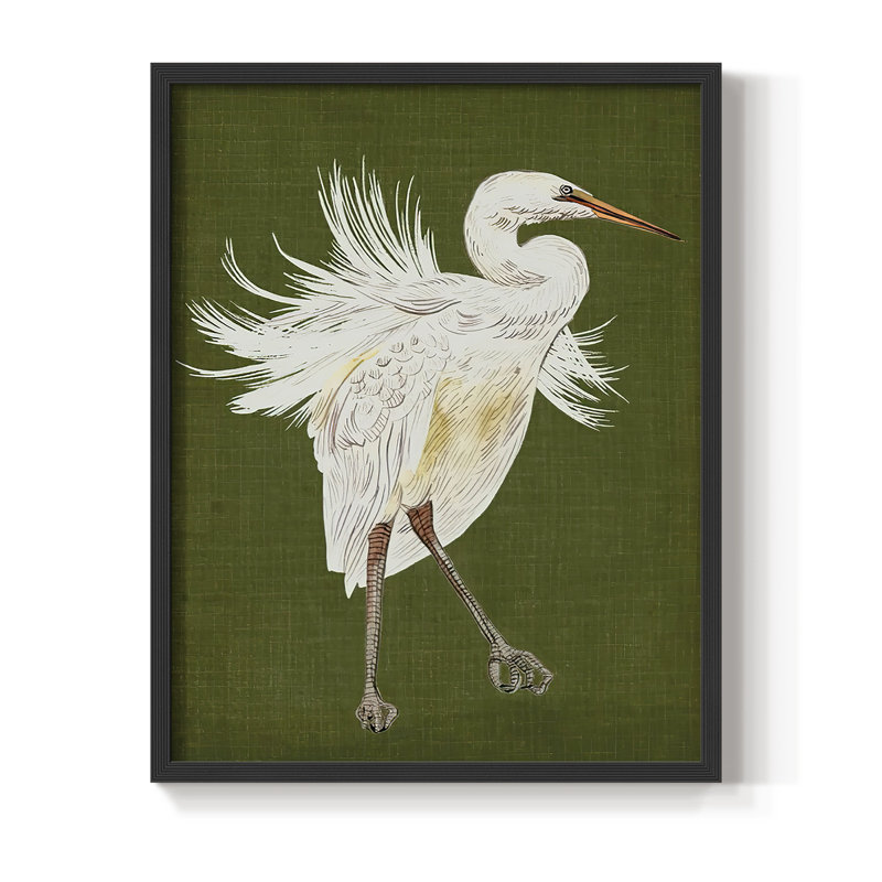 Heron Plumage I, reproduction encadrée - bois massif, H 10 po x l 8 po, Noir