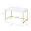 Bureau d'écriture blanc ultrabrillant avec 2 tiroirs de rangement et or