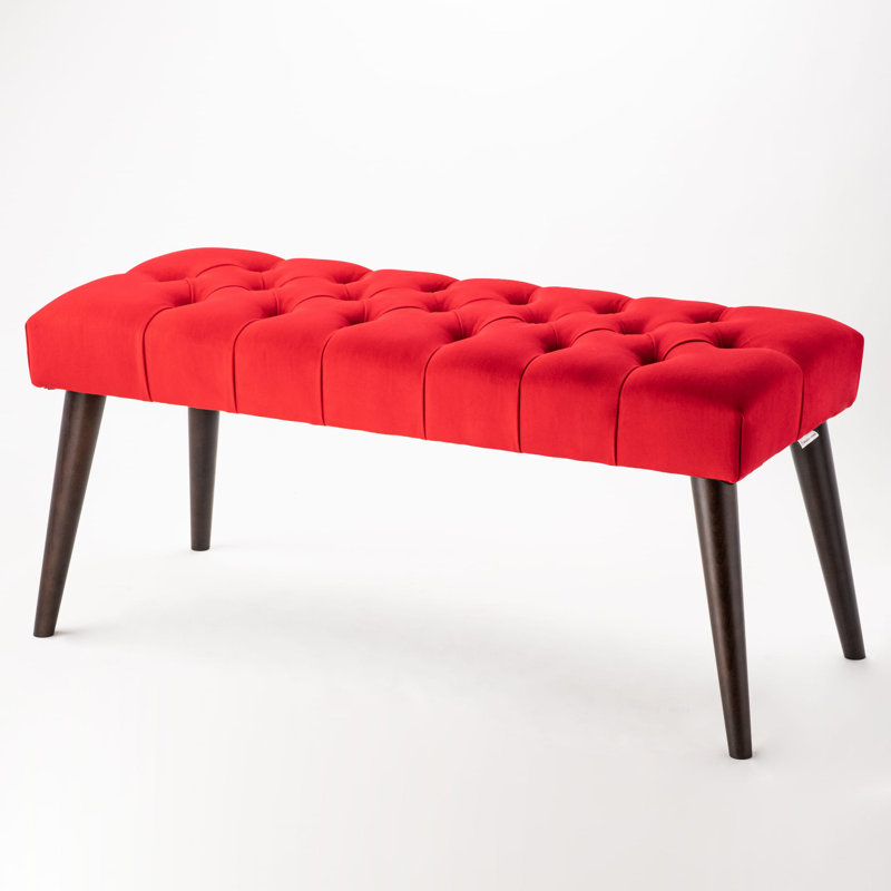 Velvet Upholstered Bench, 45cm H x 100cm W x 30cm D