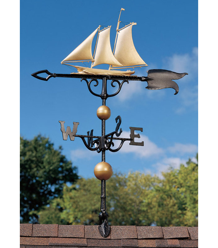 46" Yacht Weathervane, Gold Bronze