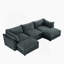 Canapé à assise profonde en U avec repose-pieds 3 places avec repose-pieds, canapé 3 places avec 2 repose-pieds mobiles, canapé modulaire surdimensionné avec tiroir de rangement sous chaque siège, chenille-2102509109-2102509096
