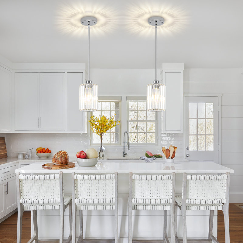 Bette 1-Light Modern Crystal Single Pendant Light With Adjustable Height, Chrome