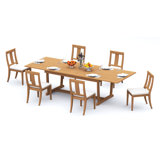 11 Pcs Grade-A Teak Wood Dining Set: 118" Double Extension Mas Rectangle Trestle Leg Table And 10 Osborne Armless Chairs #11OS2500