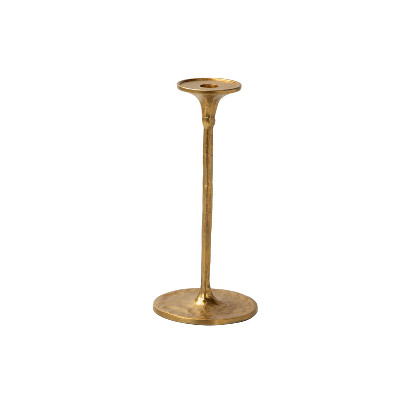 Aluminum Tabletop Candlestick, 30cm H x 14cm W x 14cm D, Gold
