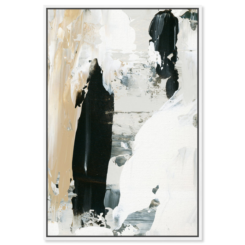 Gris chaud - peinture sur toile, Toile avec cadre blanc, H 24 po x l 36 po