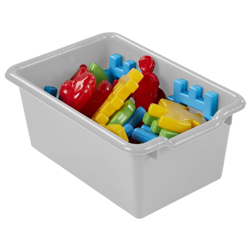Light Gray Stackable Plastic Storage Bins for Kids, Set of 10