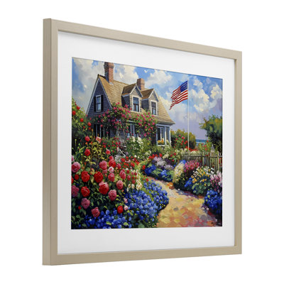 An American House Framed Print Under Glass, design by LSR Creative Studio